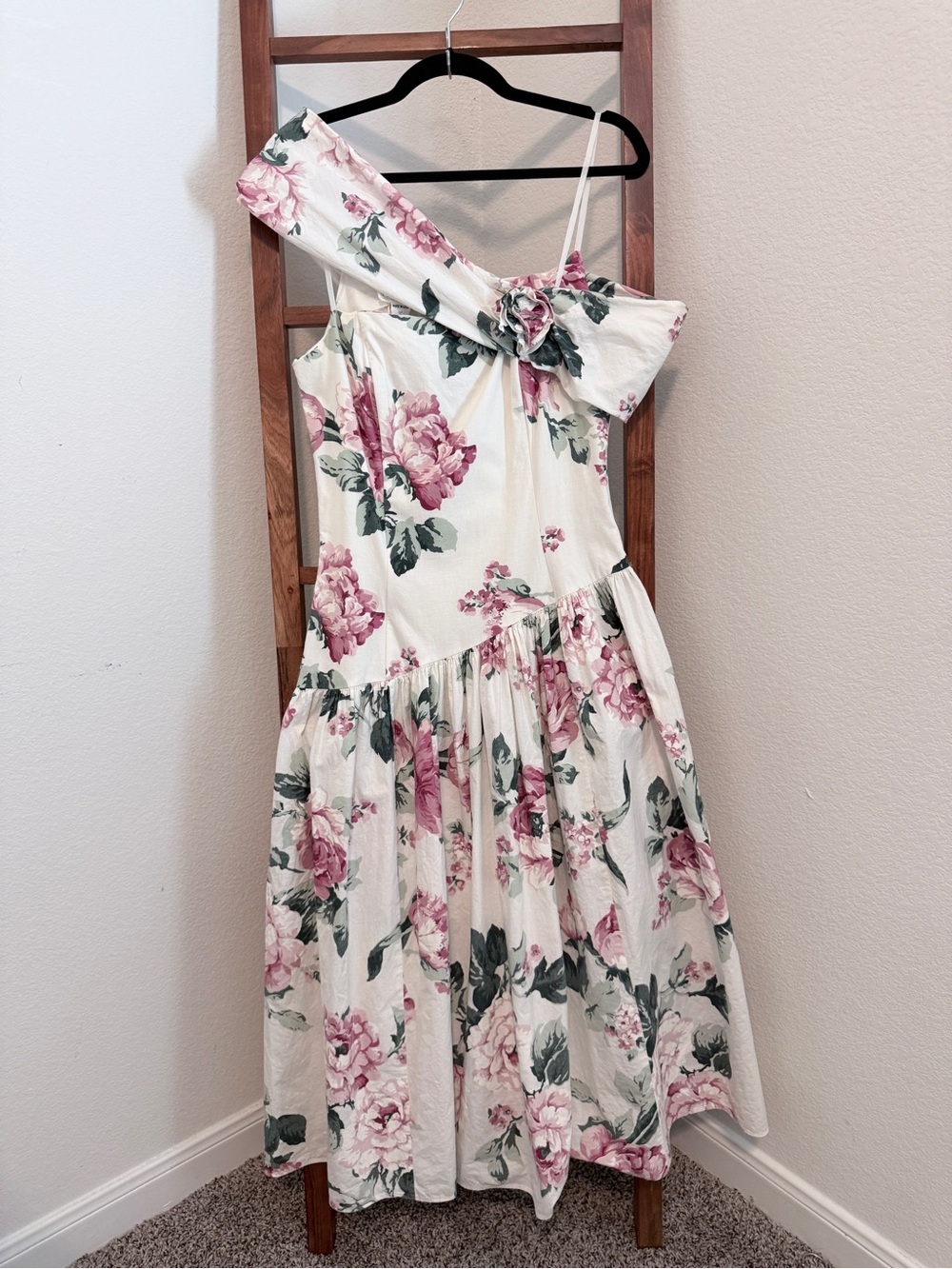 Vtg 80s Gunne Sax Cabbage Rose Cotton Drop Waist Dress Size 11/12